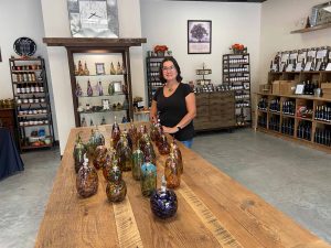 Local glass blower Barbara Yerace