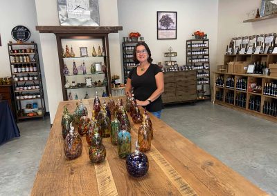 Local glass blower Barbara Yerace