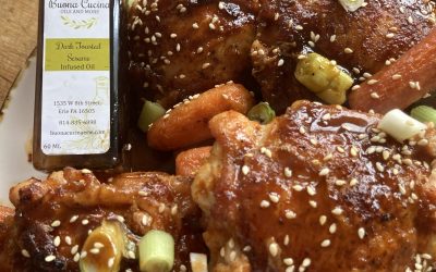 One-Skillet Roasted Sesame Chicken Thighs