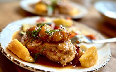 Peach Balsamic Savory Skillet Chicken