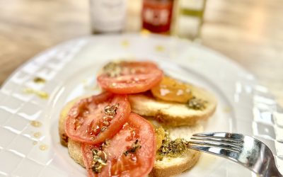 Hot Honey-Cured Egg Yolk Bruschetta