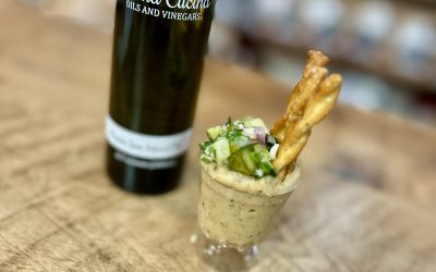 Garlic Cheddar Bean Dip W/ Zesty Pickle Salsa