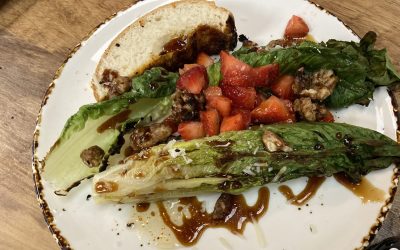 Grilled Romaine W/ Walnuts and Strawberries